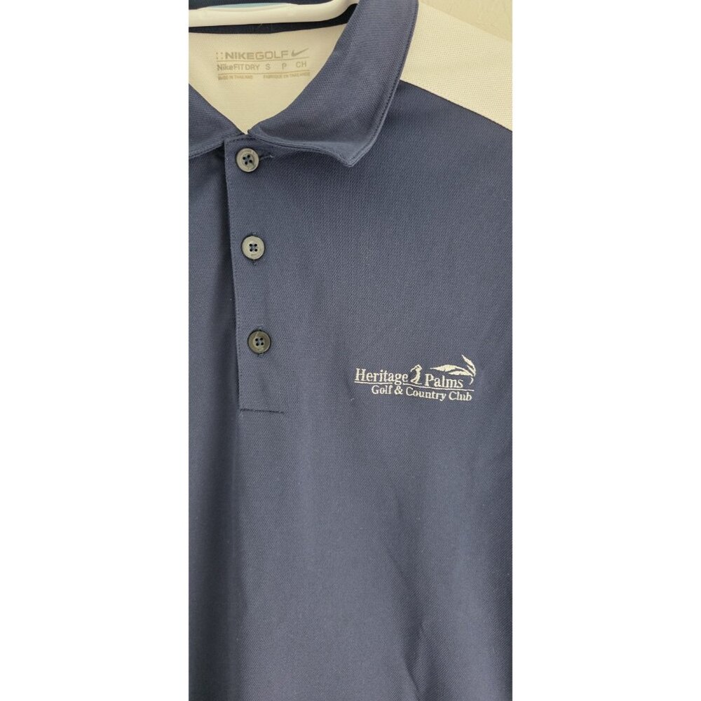 Nike Golf Men's Small Polo Shirt Navy White Colorblock Performance Golf - Picture 8 of 9